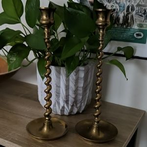 Vintage Spiral Brass Candlesticks